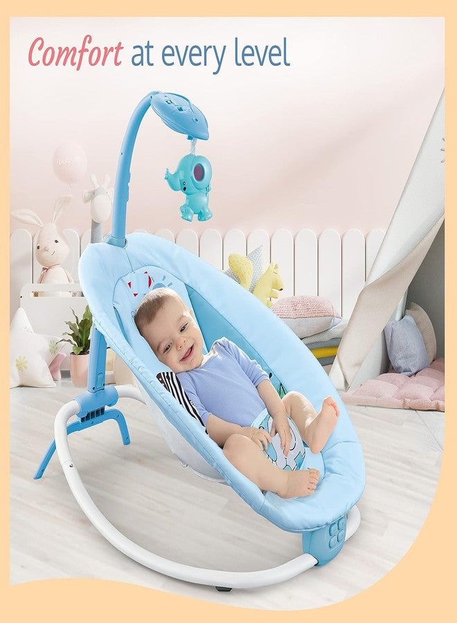 VBM كرسي هزاز للأطفال من VBM، مناسب للأطفال الرضع، أرجوحة محمولة، 5 سرعات تأرجح، جهاز تحكم عن بعد، مع جهاز عرض صوتي واهتزاز، لعبة دوارة 360 درجة للاستخدام الداخلي والخارجي (أزرق) - Image 5